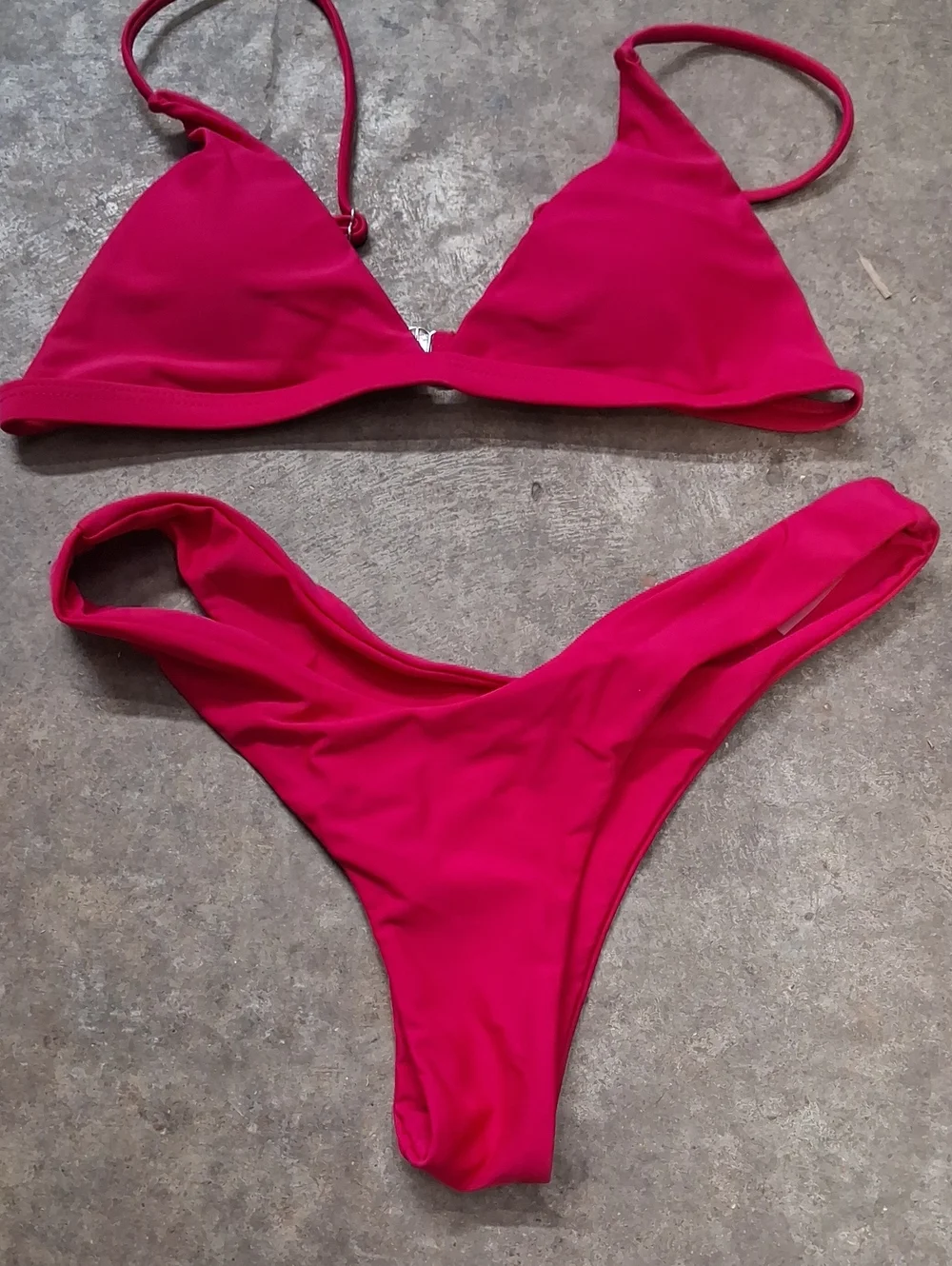 NWT Women's Hot Pink Triangle Thong Bikini Set
